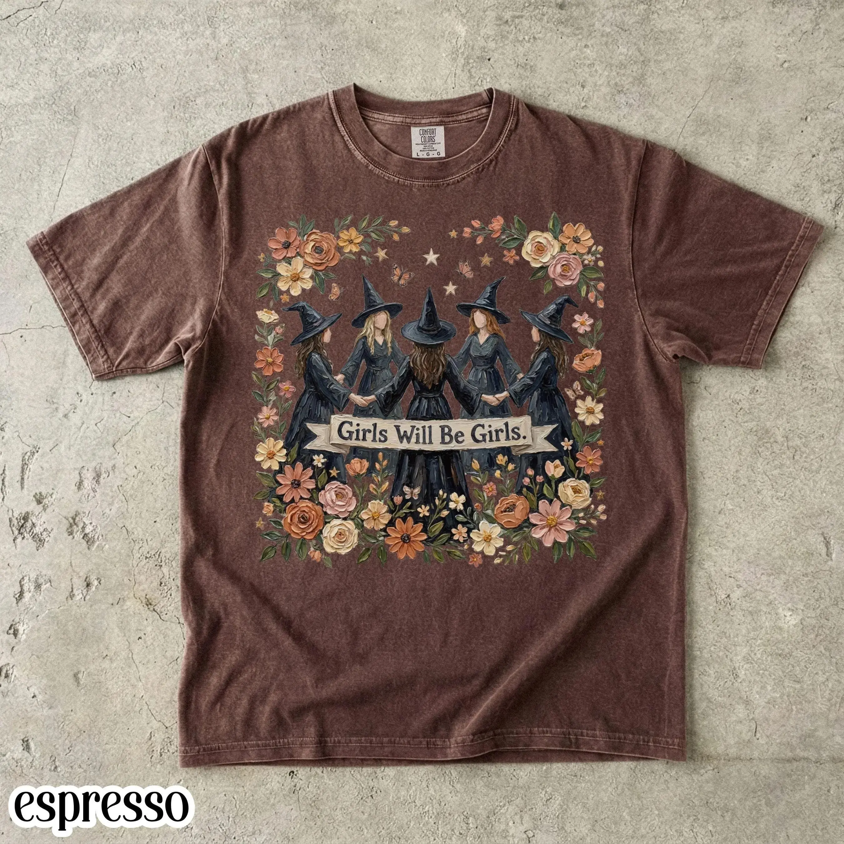 Comfort Colors Witch Halloween Shirt, Floral Boho Vintage Salem Spell Funny Spooky Season Graphic Tee - photo 4