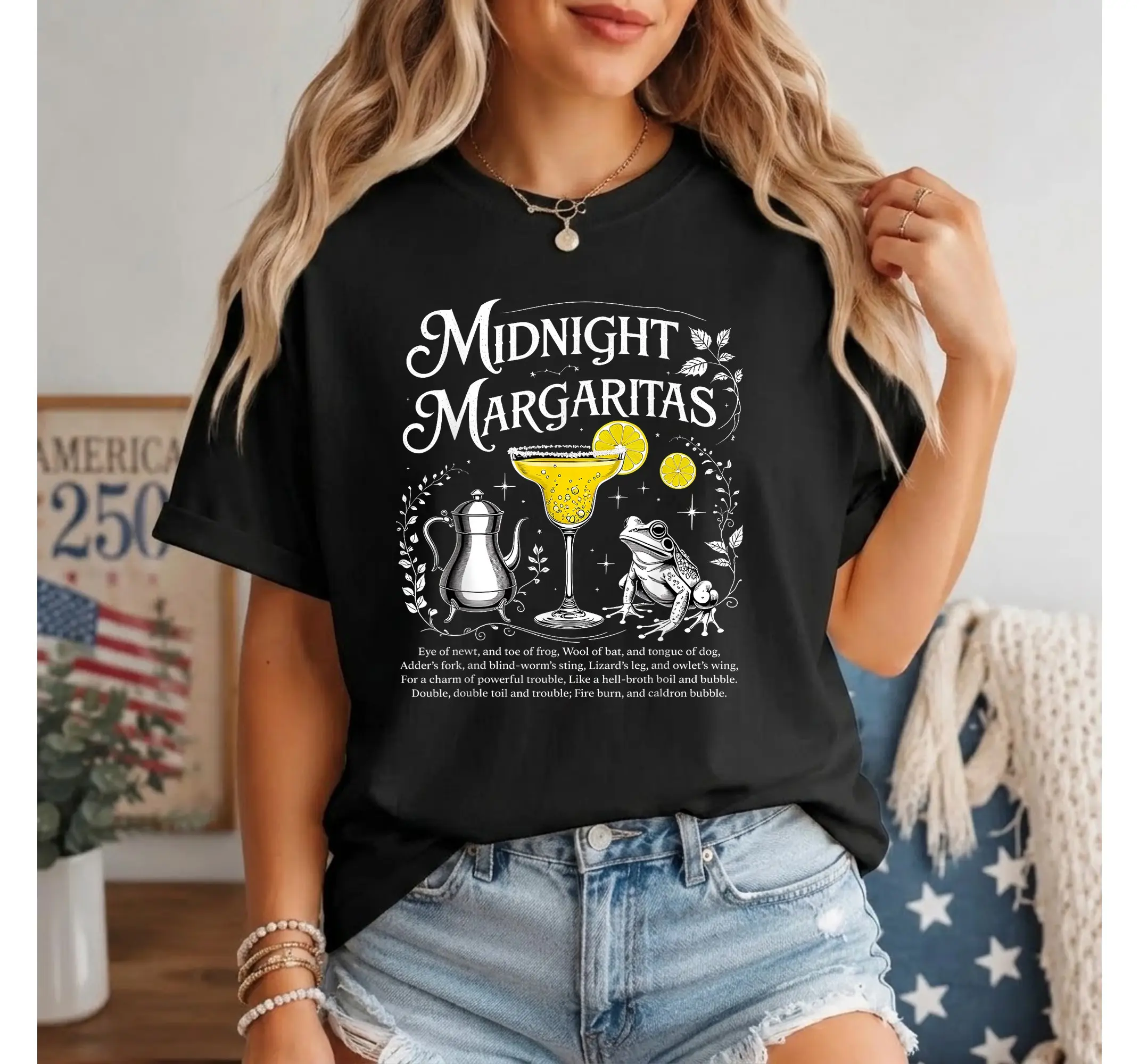 Witch Margarita Halloween Tee, Spooky Midnight Cocktail Drink Graphic Shirt - photo 2