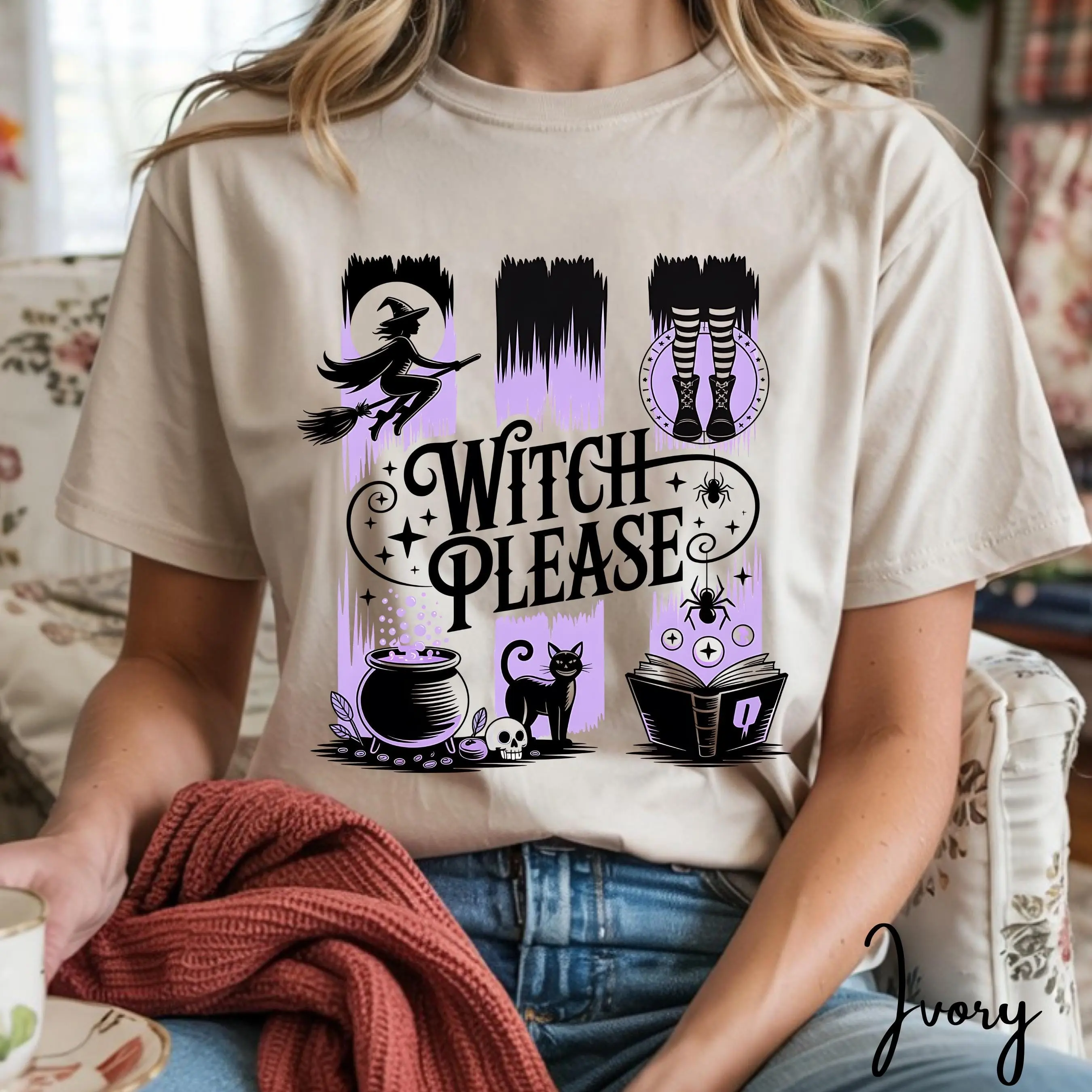 Comfort Colors 1717 Witch Please Halloween Shirt, Witchy Woman Graphic Spooky Season Aesthetic Tee - photo 2