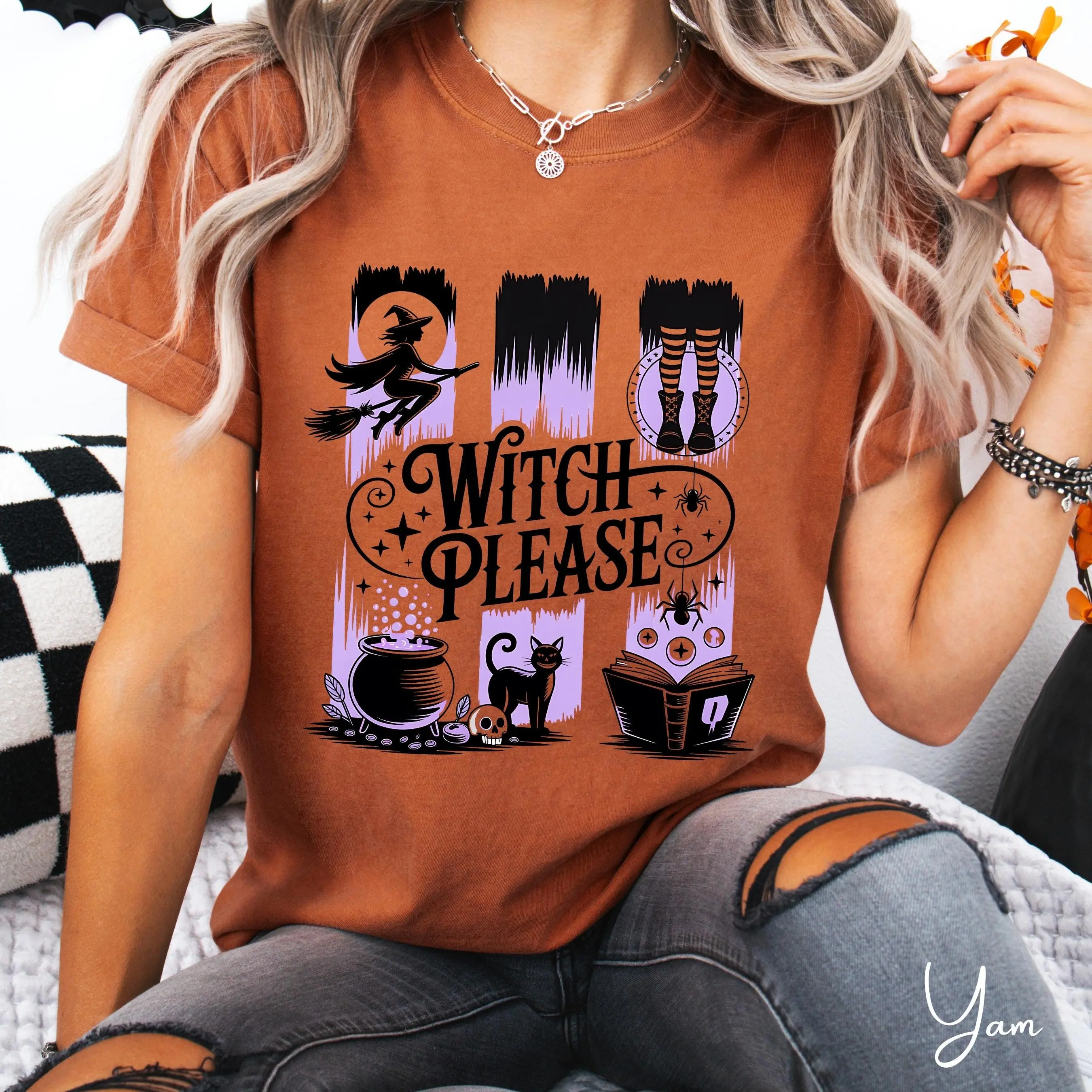 Comfort Colors 1717 Witch Please Halloween Shirt, Witchy Woman Graphic Spooky Season Aesthetic Tee - photo 3