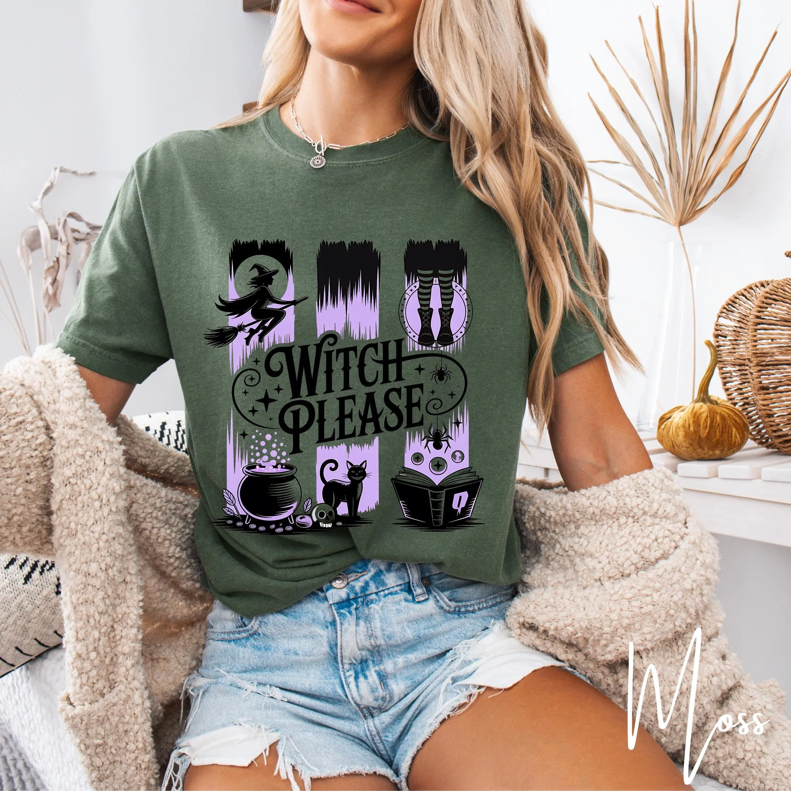 Comfort Colors 1717 Witch Please Halloween Shirt, Witchy Woman Graphic Spooky Season Aesthetic Tee - photo 5