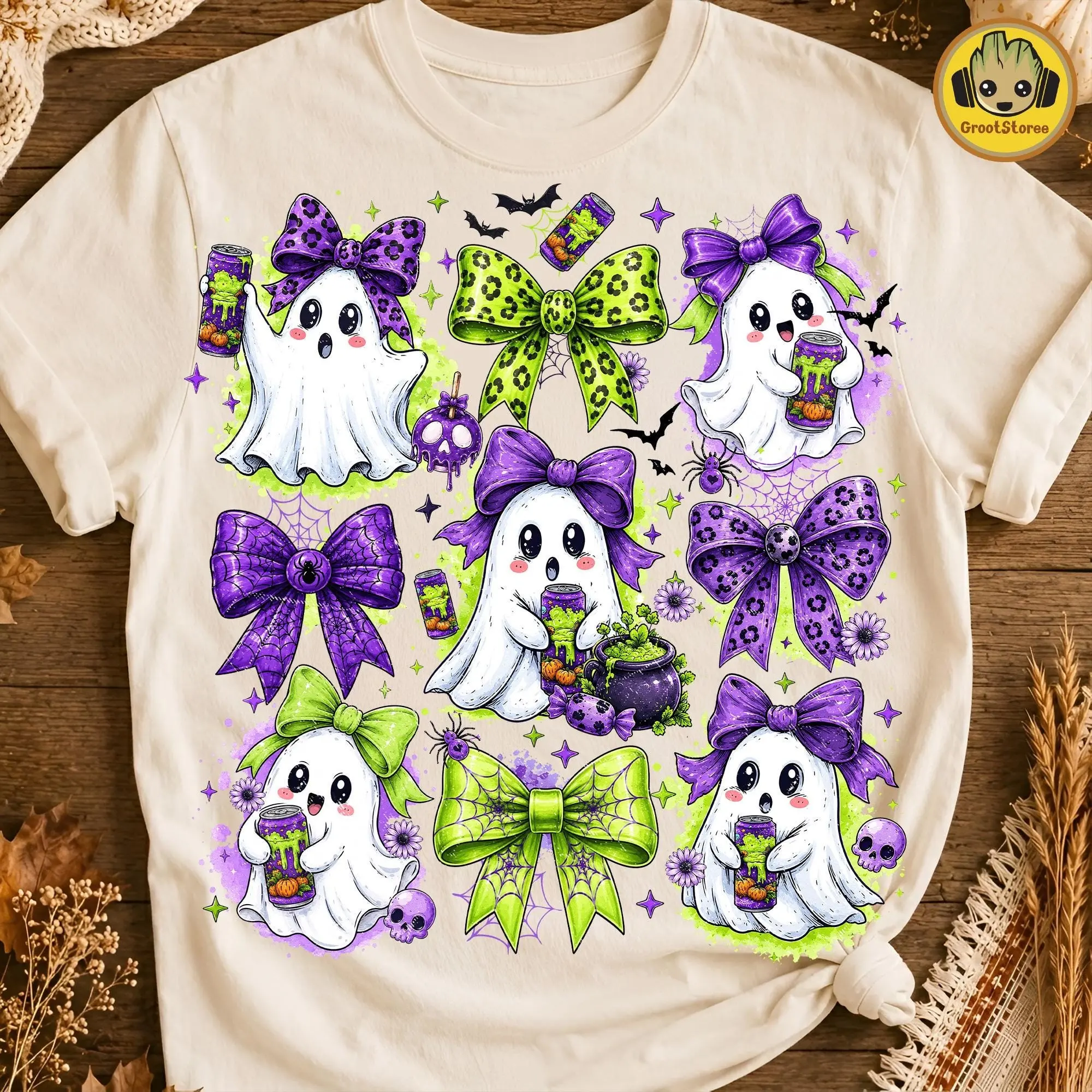 Comfort Colors Witch's Brew Ghost T-Shirt, Kawaii Coquette Halloween Tee, Cute Soda Can Drink Fall Shirt