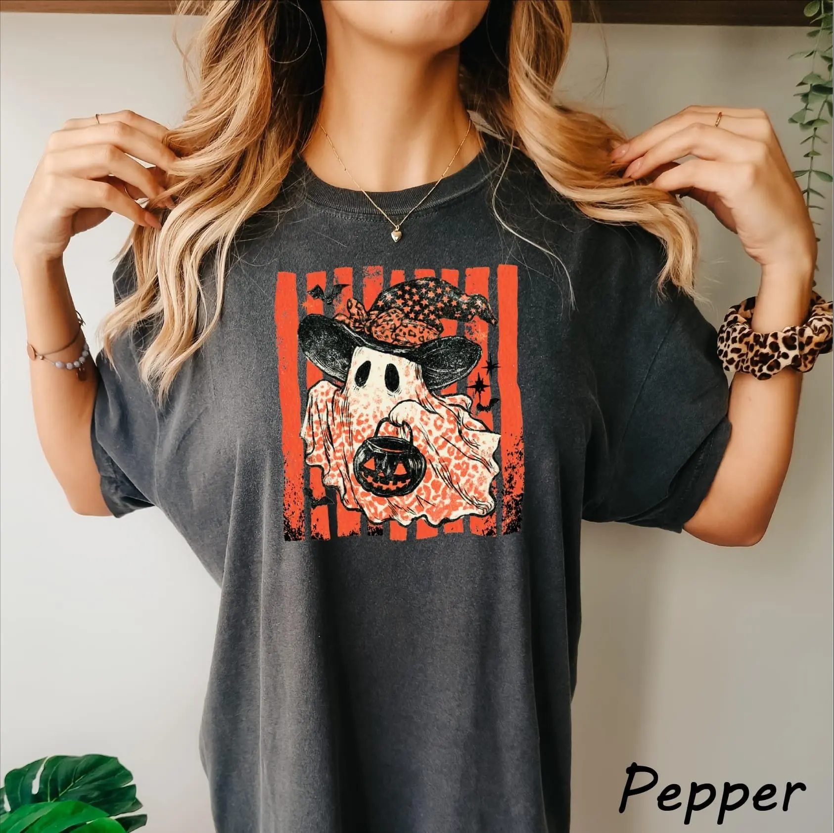 Comfort Colors Witchy Coquette Ghost Stripe Shirt, Halloween Spooky Season Top for Women - photo 4