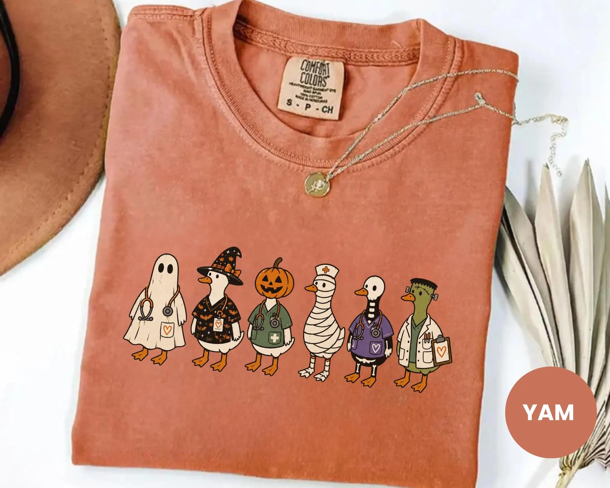 Comfort Colors Goose Nurse Halloween T-Shirt, Ghost Boo Crew Graphic Tee, Funny Spooky Nursing Costume Gift