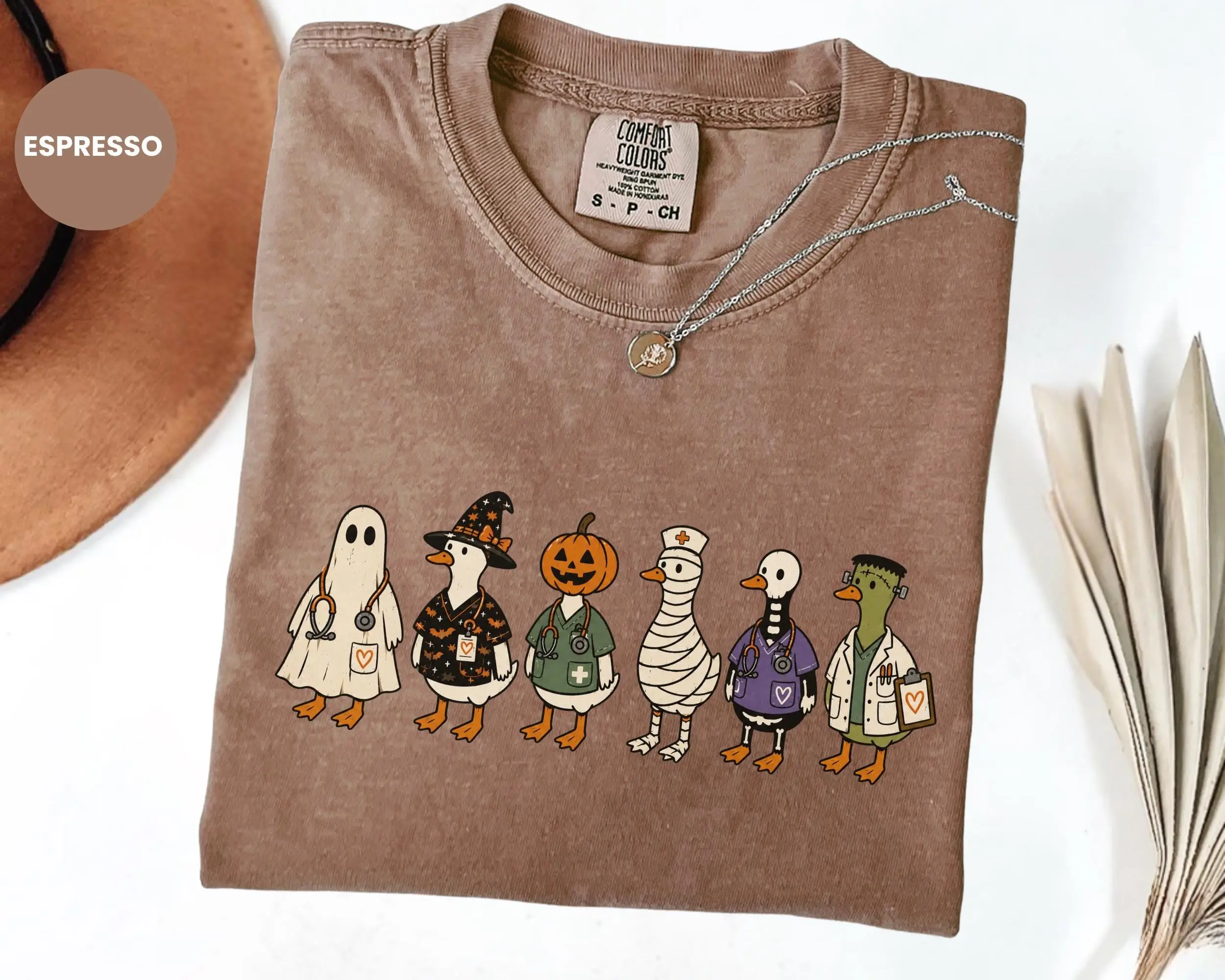 Comfort Colors Goose Nurse Halloween T-Shirt, Ghost Boo Crew Graphic Tee, Funny Spooky Nursing Costume Gift - photo 3