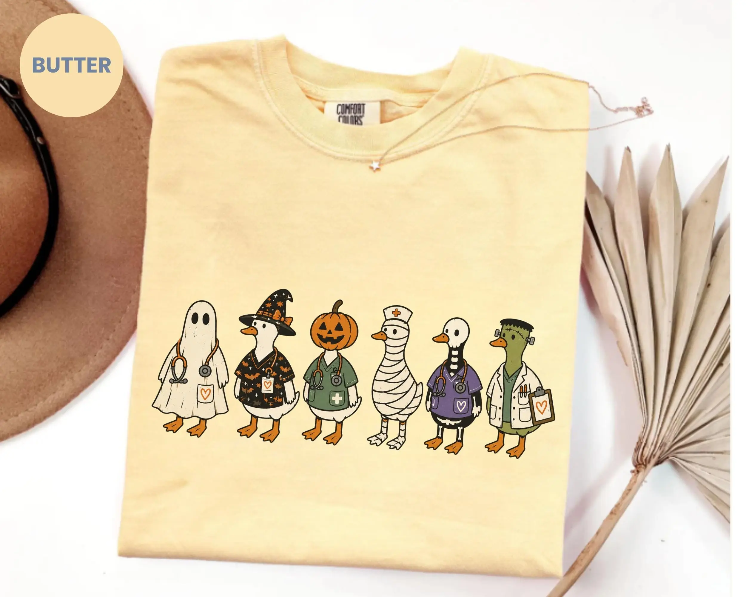Comfort Colors Goose Nurse Halloween T-Shirt, Ghost Boo Crew Graphic Tee, Funny Spooky Nursing Costume Gift - photo 4