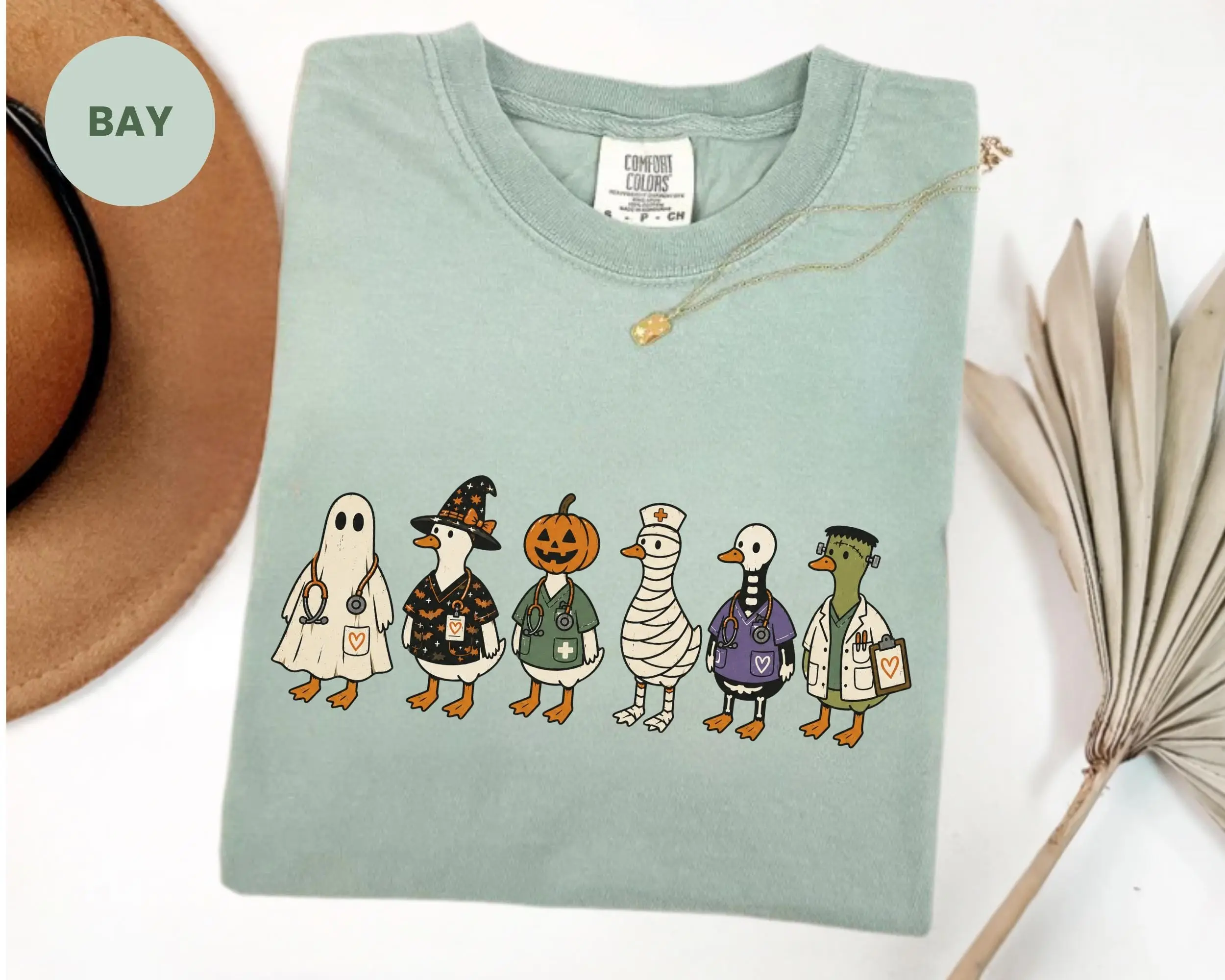Comfort Colors Goose Nurse Halloween T-Shirt, Ghost Boo Crew Graphic Tee, Funny Spooky Nursing Costume Gift - photo 5