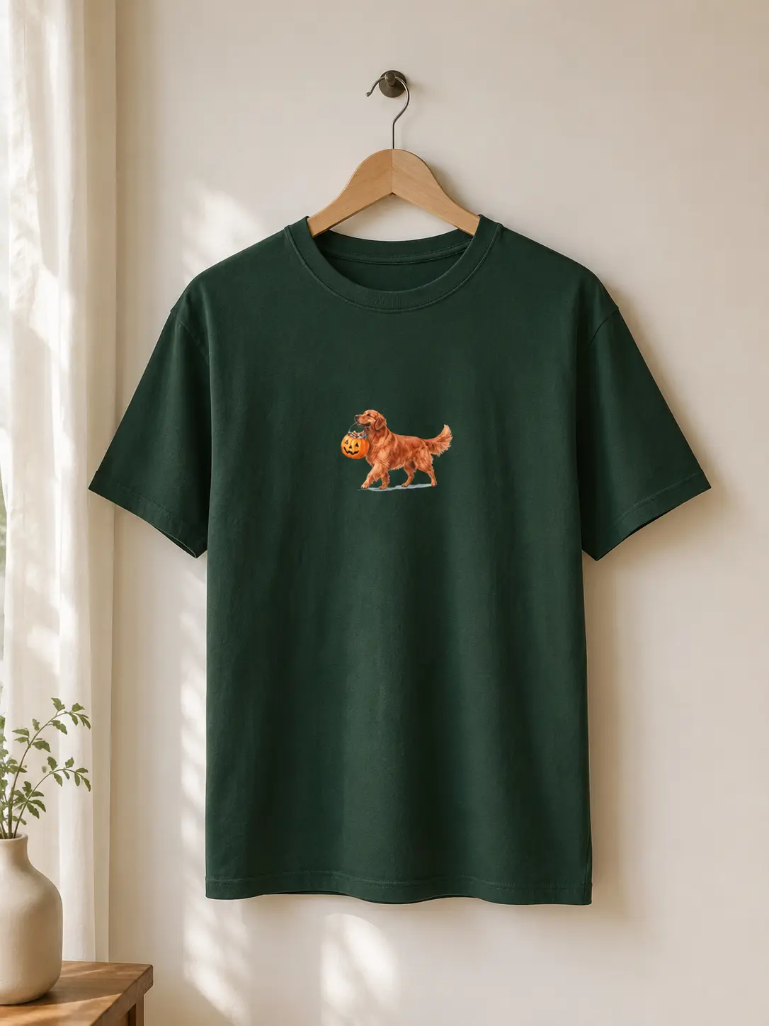 Golden Retriever Halloween T-Shirt, Women's Casual Round Neck Classic Fit Graphic Top, Spooky Dog Mom Fall Apparel - photo 4