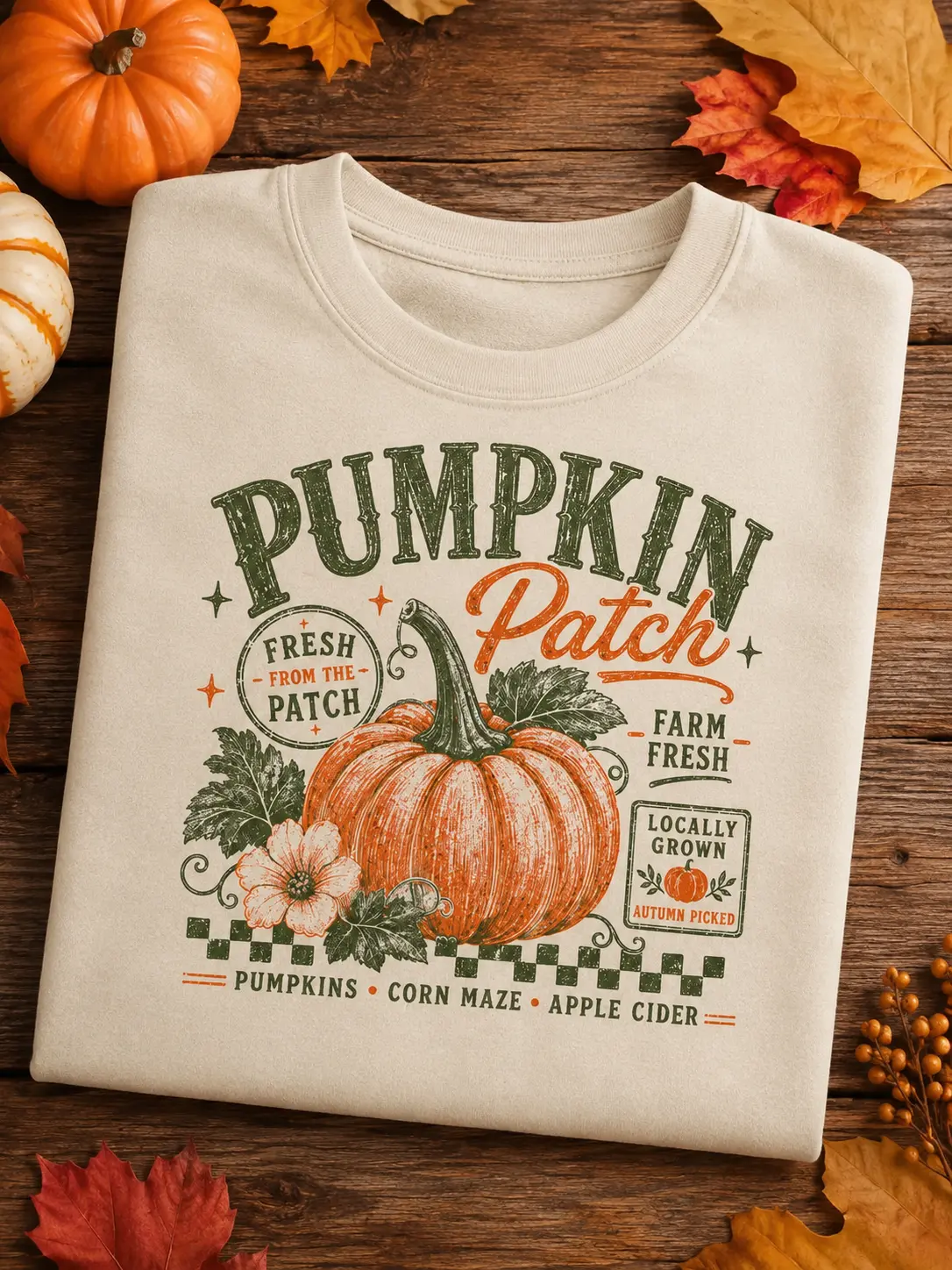 Women's Casual Streetwear Retro Pumpkin Patch Graphic Shirt, Vintage Farm Fresh Harvest Distressed Autumn Tee