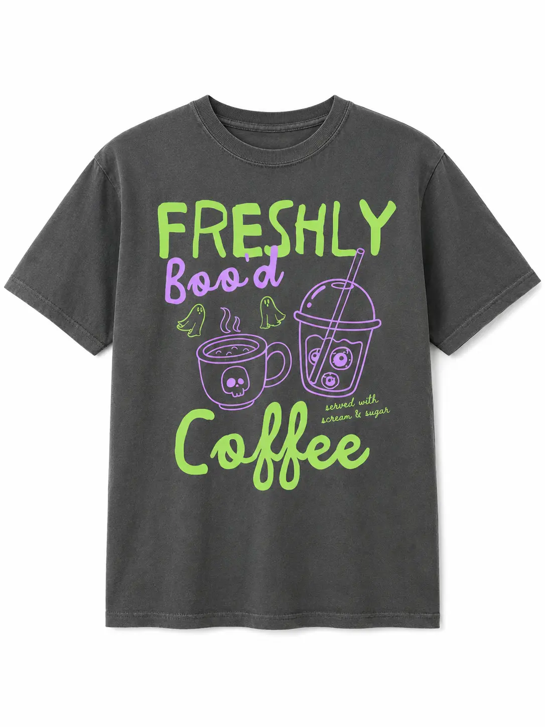 Comfort Colors Cute Ghost Wildflower Halloween T-Shirt, Cottagecore Summerween Round Neck Tee for Women