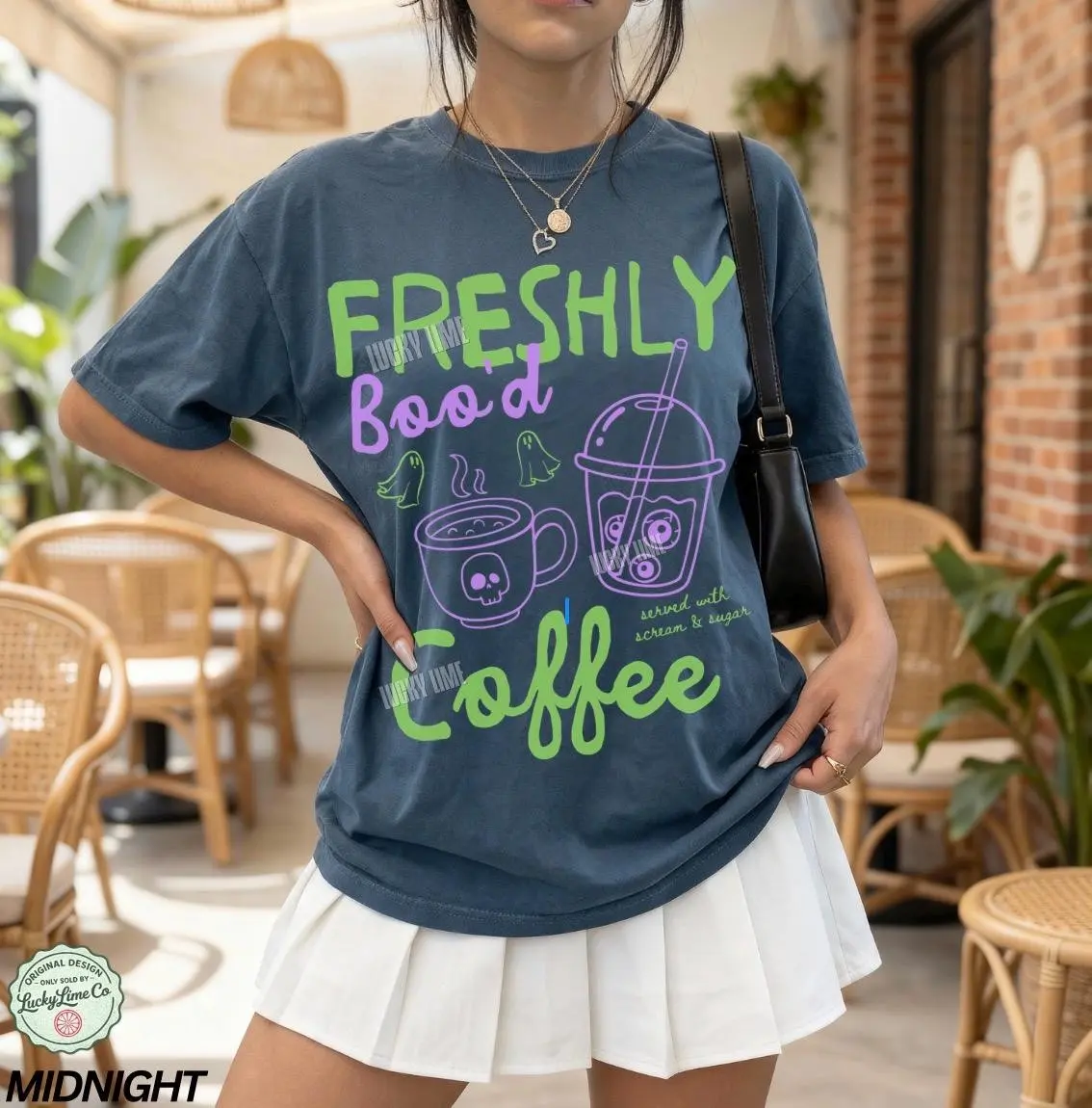 Comfort Colors Cute Ghost Wildflower Halloween T-Shirt, Cottagecore Summerween Round Neck Tee for Women - photo 4