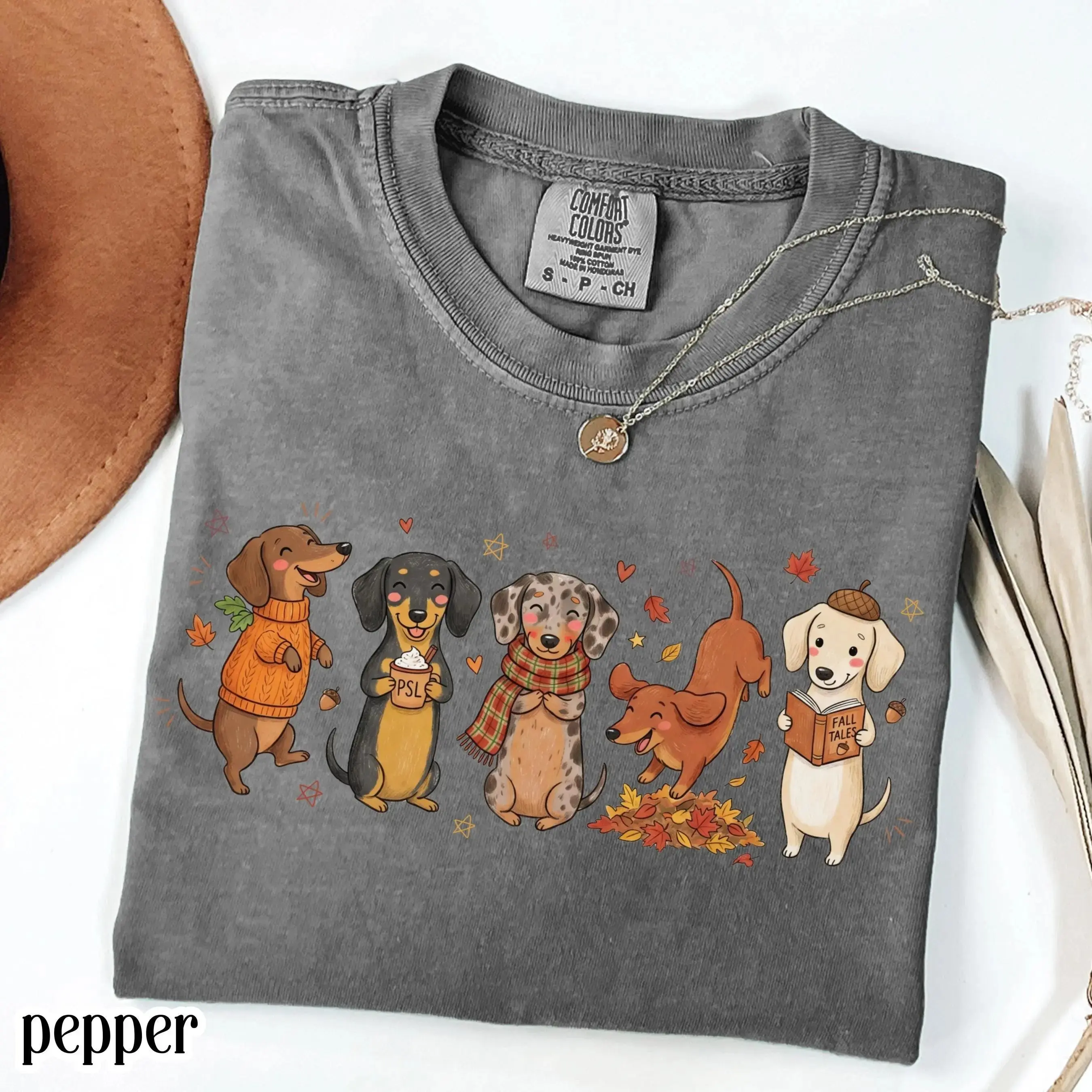 Women's Comfort Colors Halloween T-Shirt, Funny Raccoon with Pumpkin and Coffee Tee, Cute Cozy Autumn Fall Top