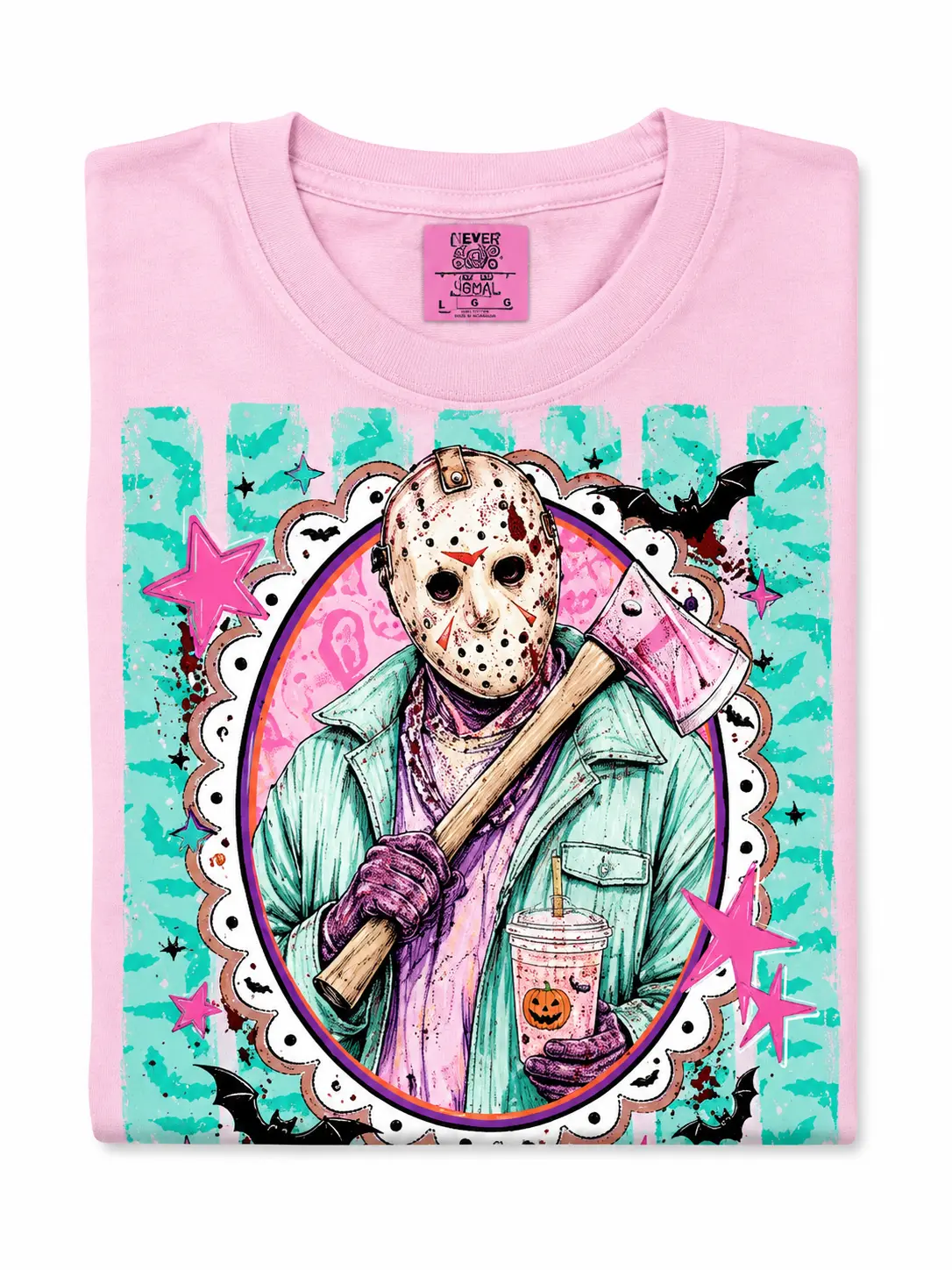 Women's Halloween Graphic T-Shirt, Garment-Dyed Cotton Retro Horror Spooky Season Round Neck Top - photo 3
