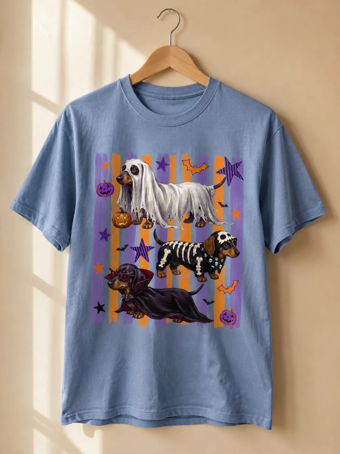 Women's Halloween Dachshund Graphic T-Shirt, Casual Cotton Short Sleeve Tee for Dog Moms - photo 3