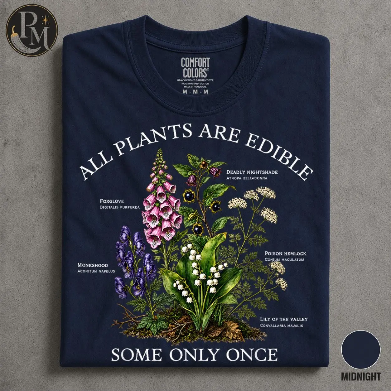 Funny Gardening Comfort Colors T-Shirt, Dark Botanical Graphic Top, Gothic Witchy Cottagecore Plant Lover Gift
