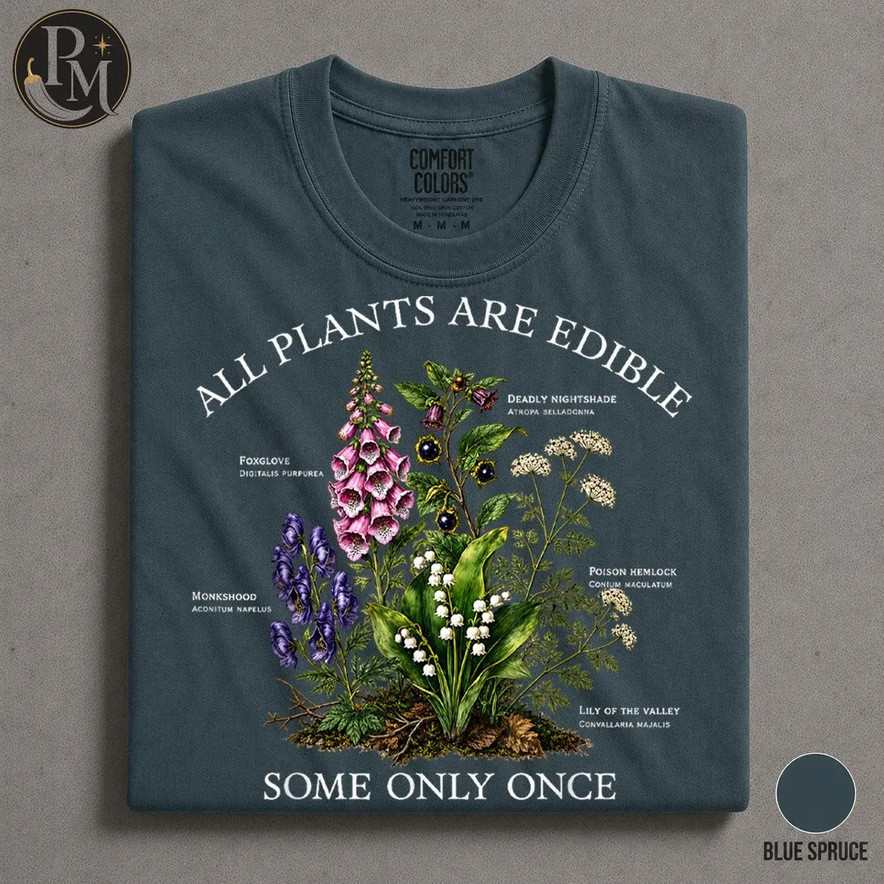 Funny Gardening Comfort Colors T-Shirt, Dark Botanical Graphic Top, Gothic Witchy Cottagecore Plant Lover Gift - photo 2