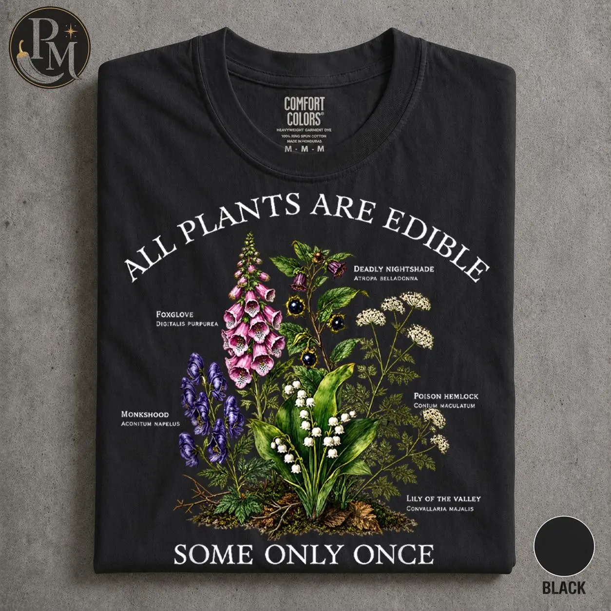 Funny Gardening Comfort Colors T-Shirt, Dark Botanical Graphic Top, Gothic Witchy Cottagecore Plant Lover Gift - photo 3