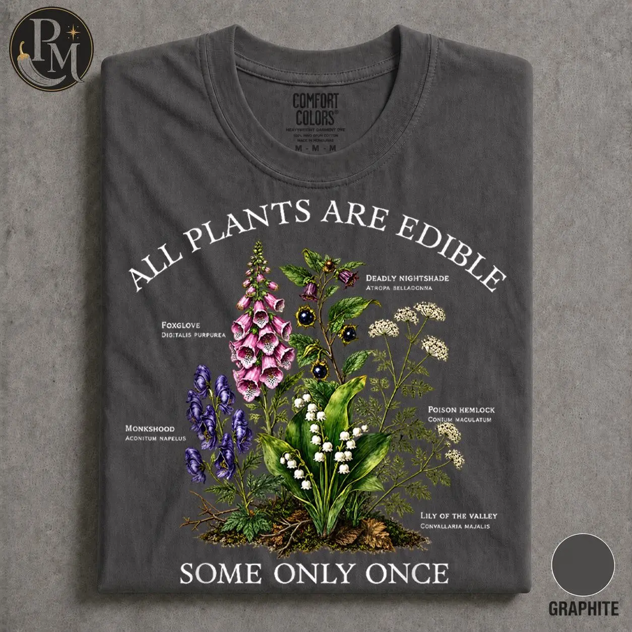 Funny Gardening Comfort Colors T-Shirt, Dark Botanical Graphic Top, Gothic Witchy Cottagecore Plant Lover Gift - photo 4