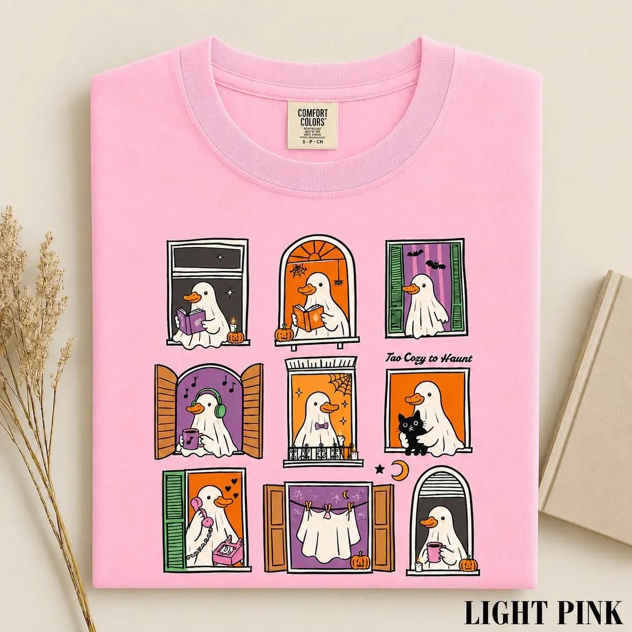 Women's Silly Goose Halloween T-Shirt, Cute Window Graphic Short Sleeve Tee, Funny Retro Vintage Costume Casual Top - photo 3