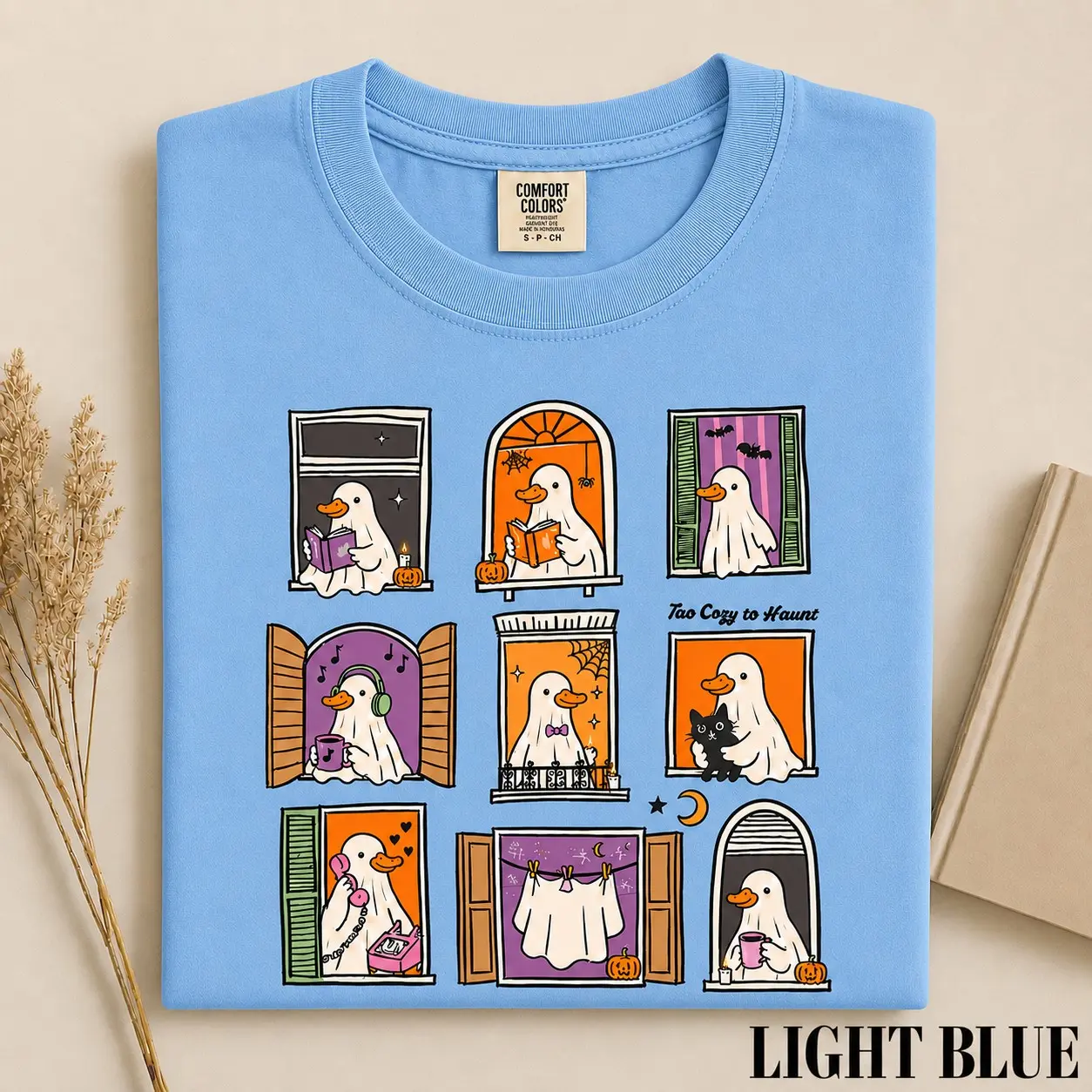 Women's Silly Goose Halloween T-Shirt, Cute Window Graphic Short Sleeve Tee, Funny Retro Vintage Costume Casual Top - photo 5