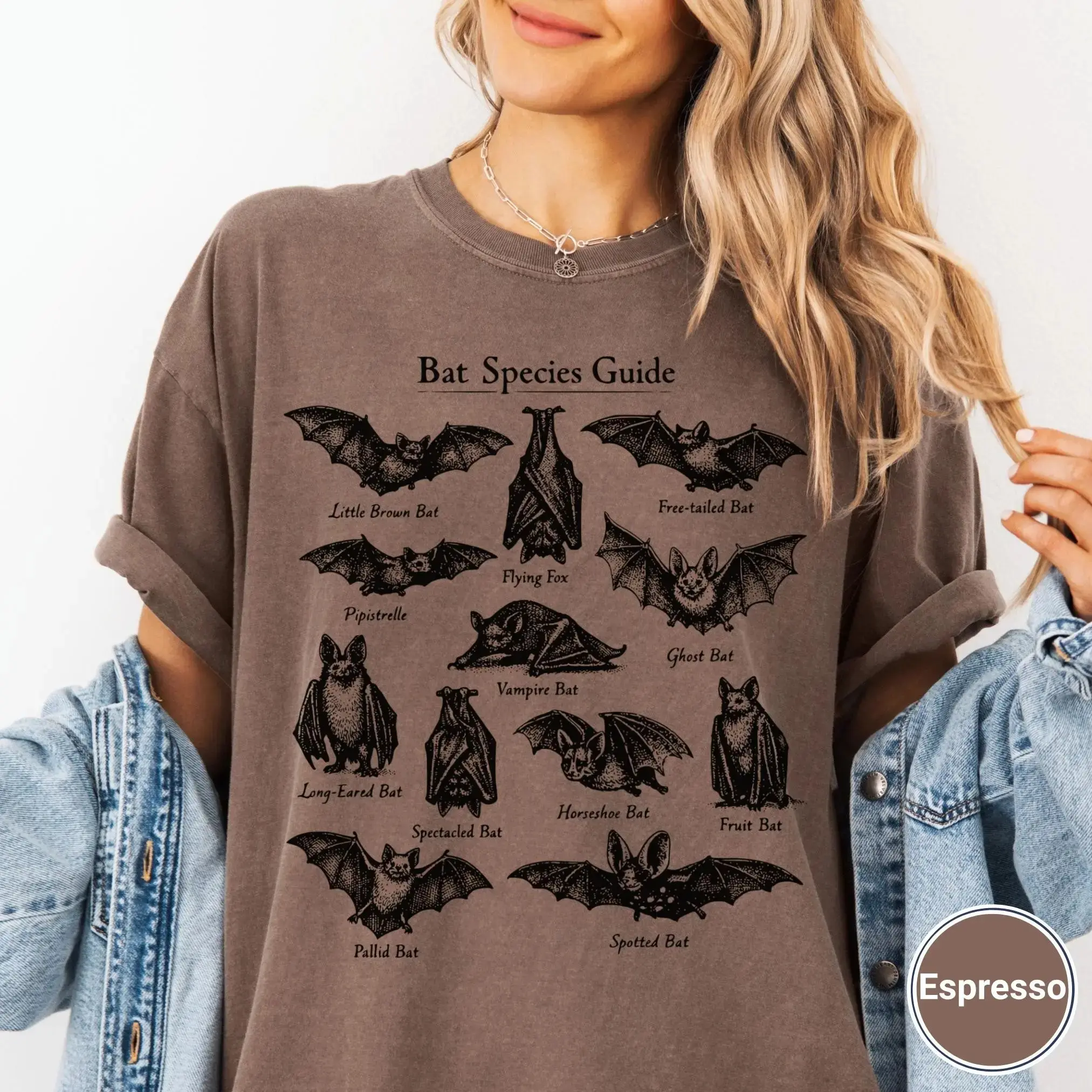 Vintage Gothic Bat Graphic Tee, 90s Style Cotton Relaxed Unisex Fit Halloween Nature Lover Shirt - photo 2
