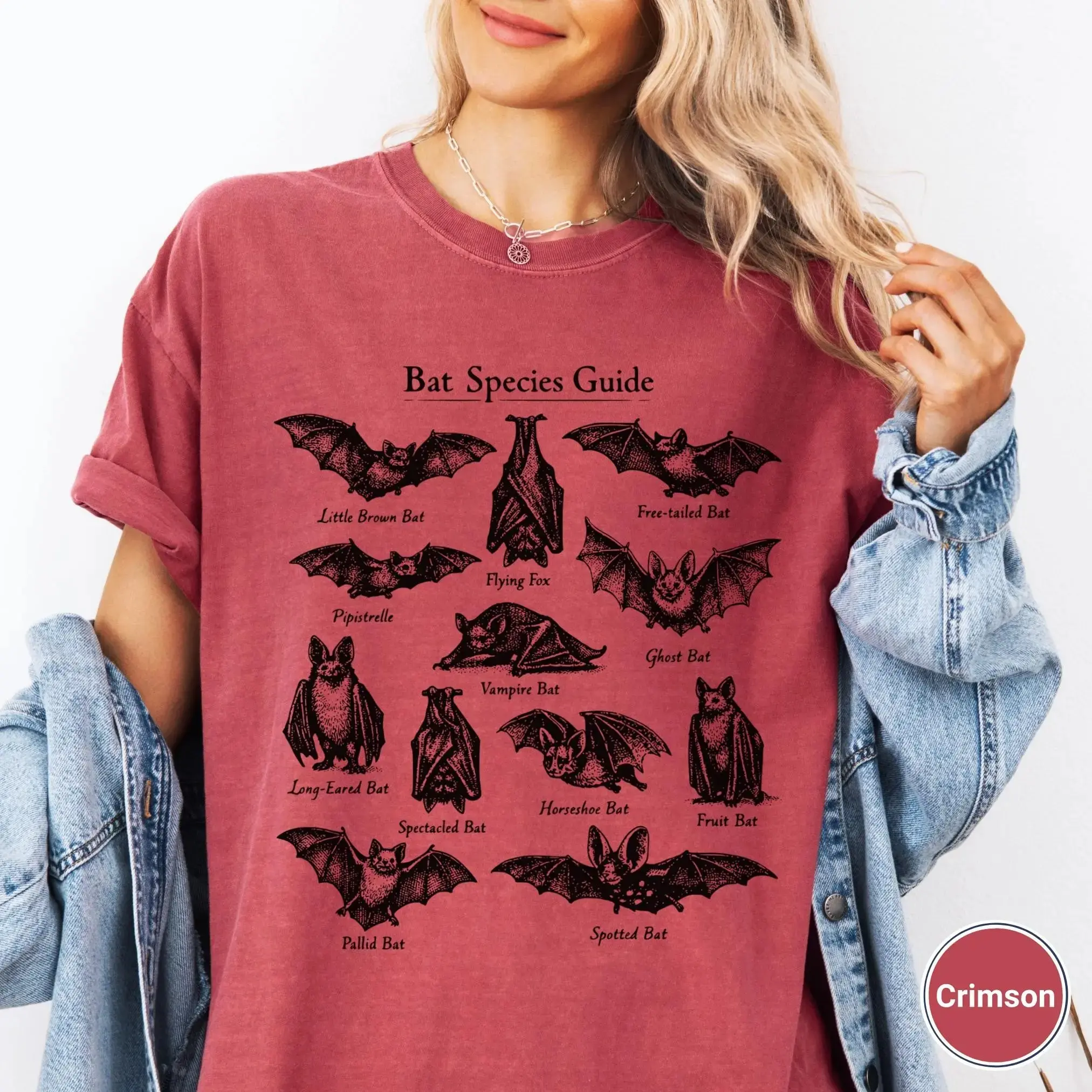 Vintage Gothic Bat Graphic Tee, 90s Style Cotton Relaxed Unisex Fit Halloween Nature Lover Shirt - photo 4