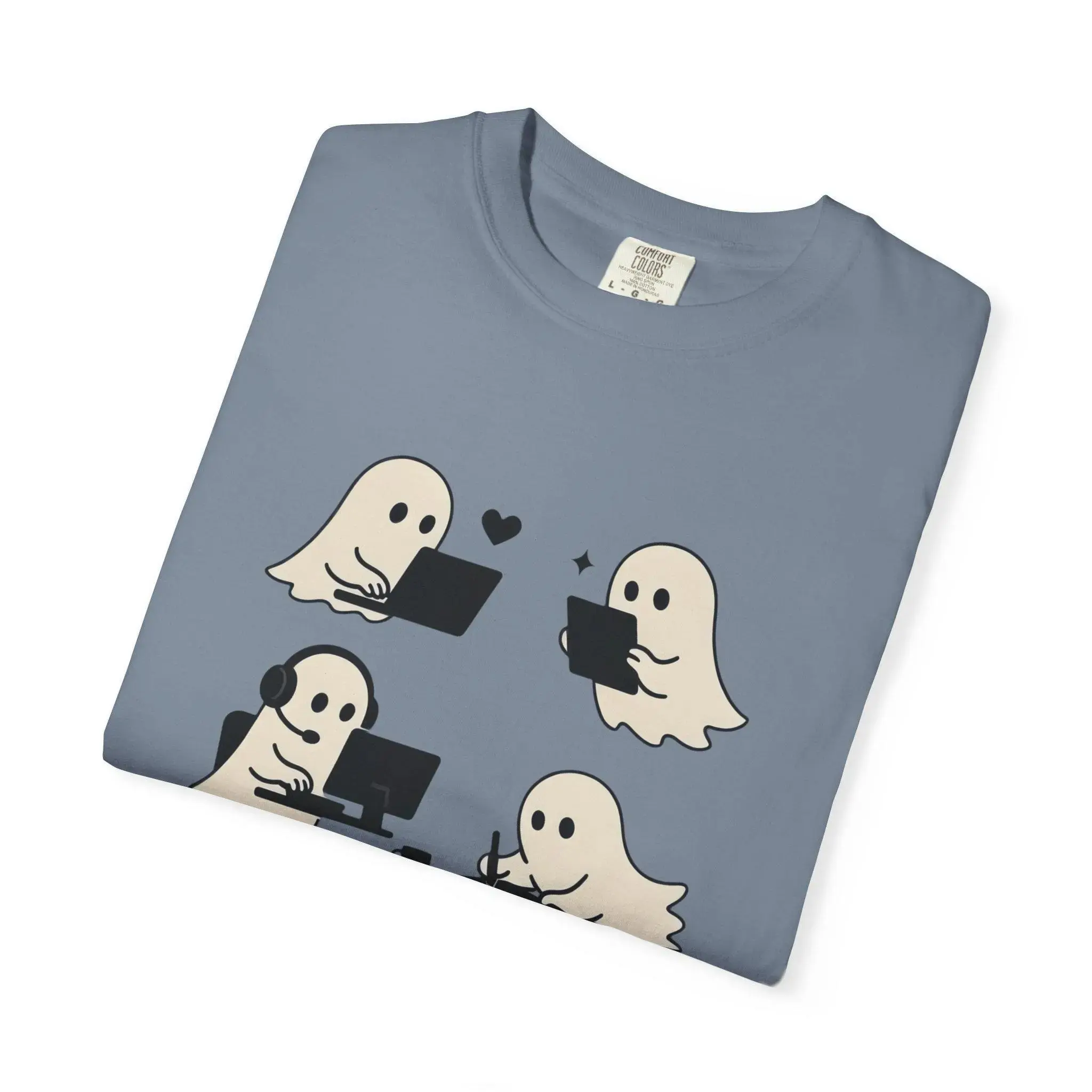 Summerween Pastel Goth Halloween Tee for Women, Cute Ghost Bat Graphic Short Sleeve Cotton T-Shirt, Customizable Casual Top - photo 4