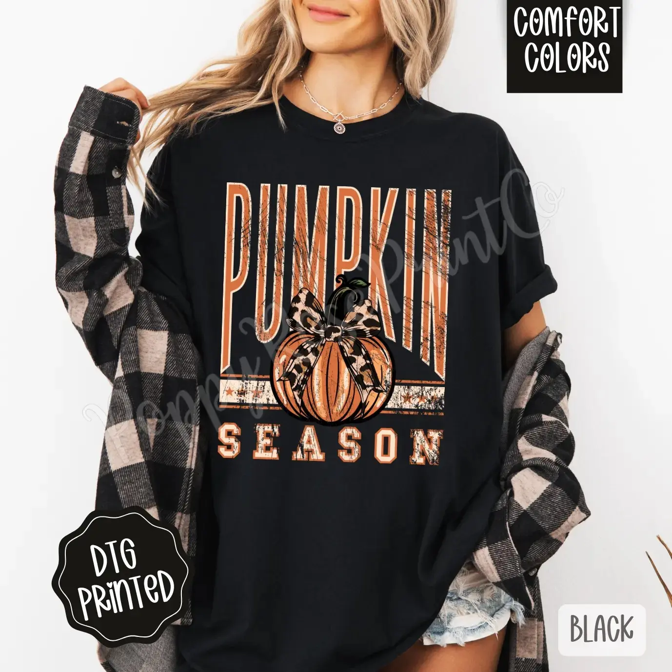 Womens Fall Graphic Tee, Comfort Colors Autumn Shirt, Trendy Pumpkin Spice Top - photo 5