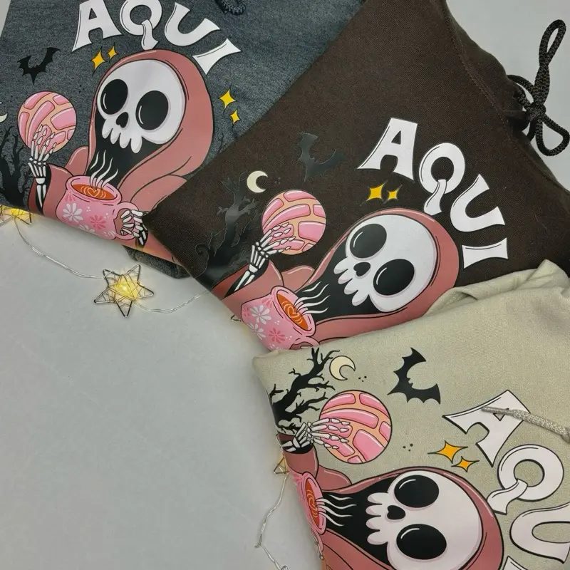 Aqui Espantan Halloween Sweatshirt, Pan Dulce and Coffee Skeleton Crewneck, Spooky Season Gift — photo 5