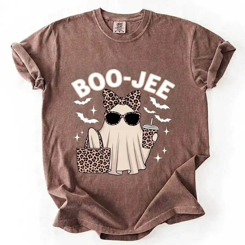 Comfort Colors Boo-Jee Ghost Shirt, Leopard Ghost Tee, Cute Halloween Gift for Her — photo 1