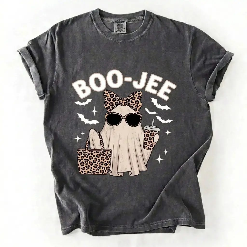 Comfort Colors Boo-Jee Ghost Shirt, Leopard Ghost Tee, Cute Halloween Gift for Her — photo 2