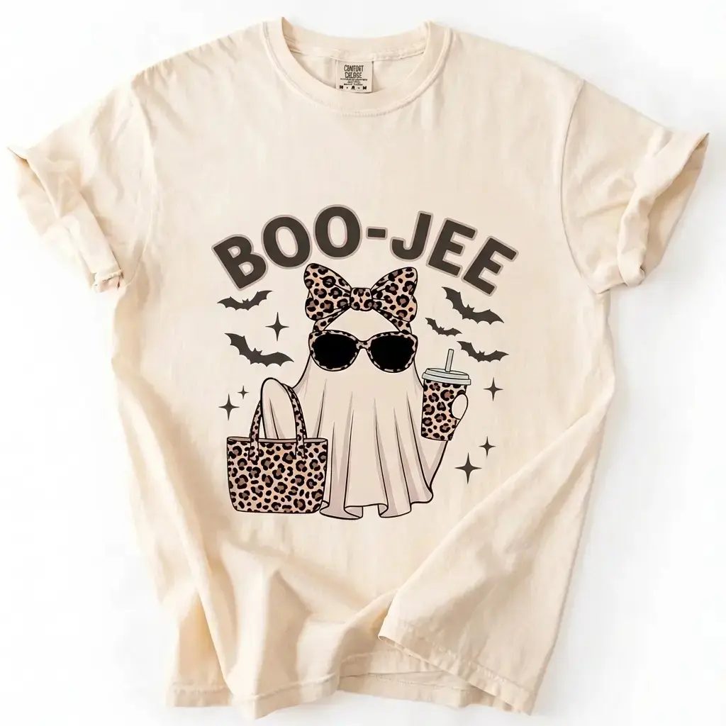 Comfort Colors Boo-Jee Ghost Shirt, Leopard Ghost Tee, Cute Halloween Gift for Her — photo 3