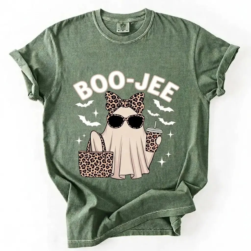 Comfort Colors Boo-Jee Ghost Shirt, Leopard Ghost Tee, Cute Halloween Gift for Her — photo 4