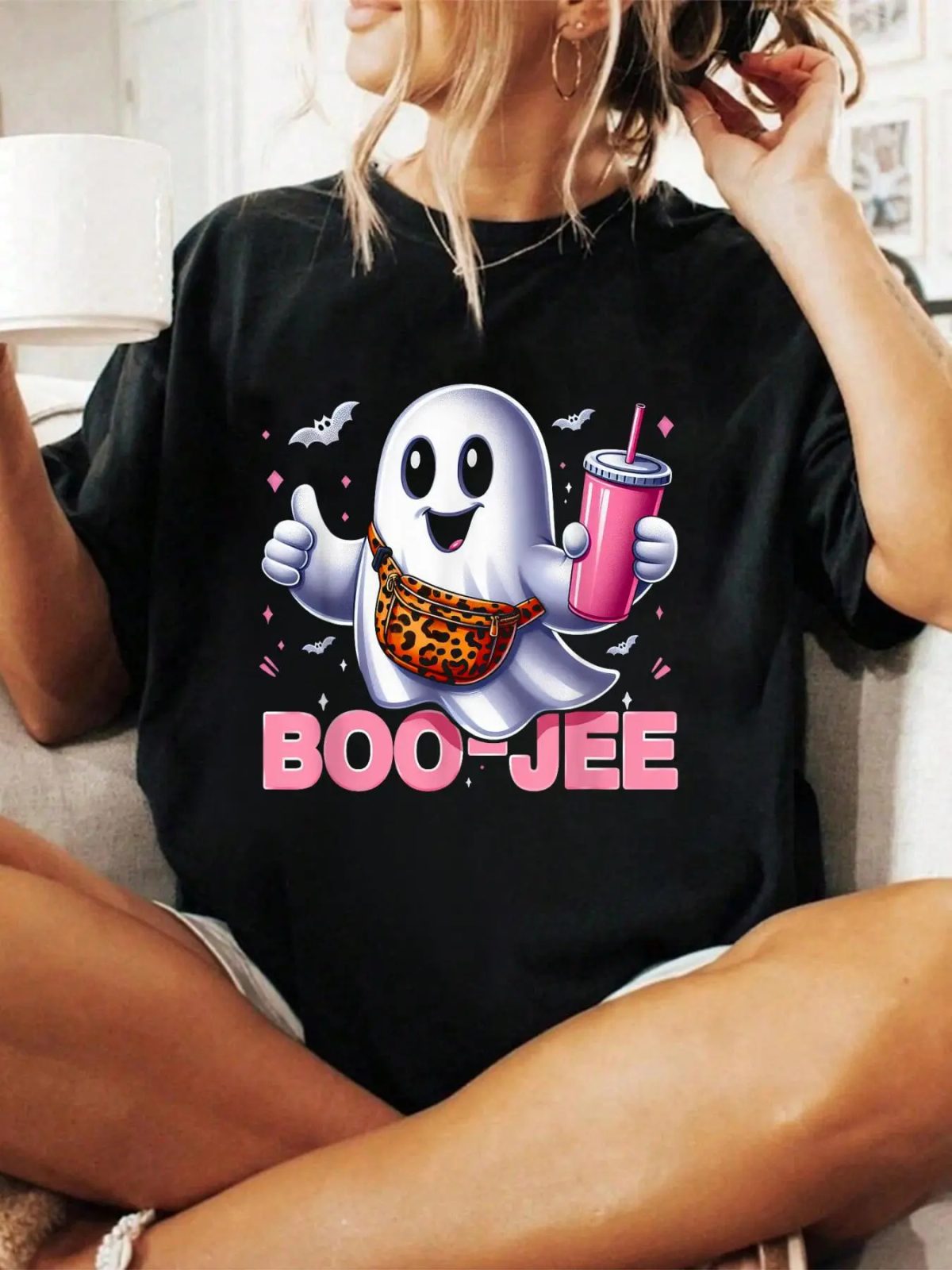 Boo-Jee Ghost Shirt, Leopard Ghost Tee, Cute Halloween Shirt, Fall Gift for Her