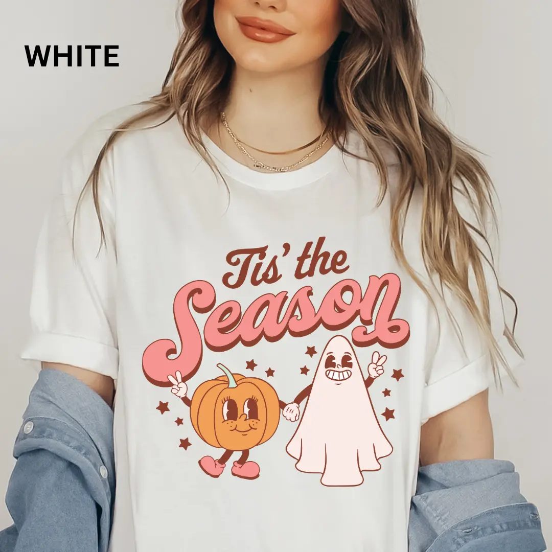 Comfort Colors Tis The Season Halloween Shirt, Retro Ghost and Pumpkin Graphic Tee, Fall Gift for Her — photo 3