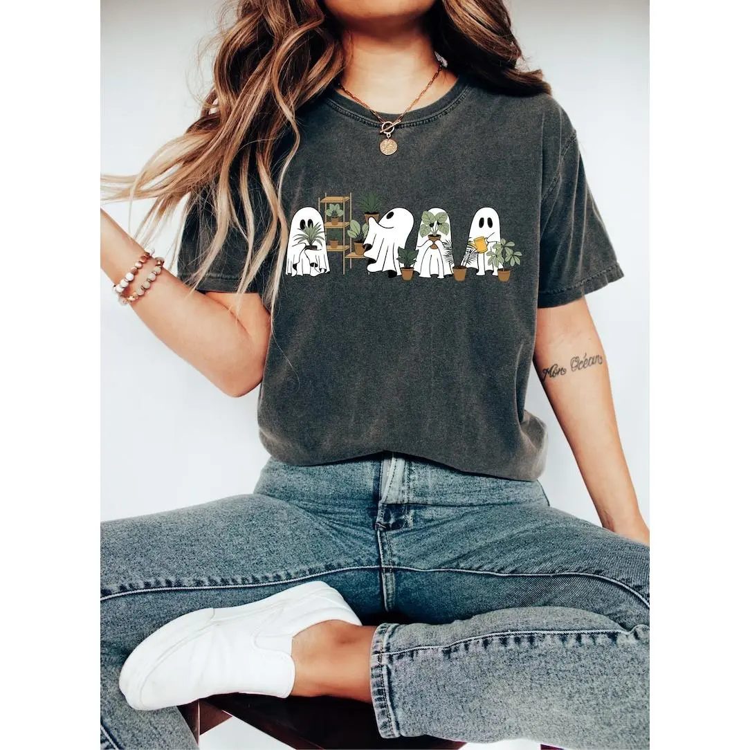 Comfort Colors Ghost Plant Shirt, Cute Ghost Tee, Halloween Gift for Plant Lovers — photo 3