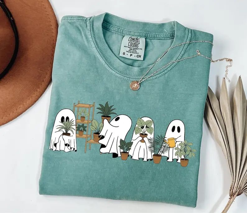 Comfort Colors Ghost Plant Shirt, Cute Ghost Tee, Halloween Gift for Plant Lovers — photo 4