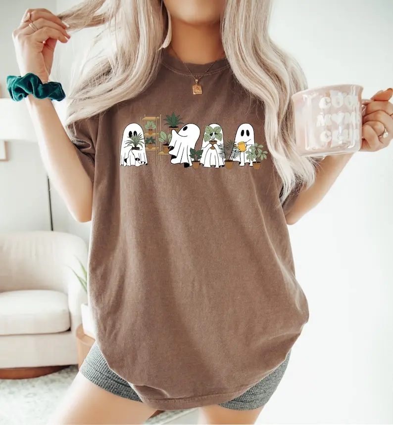Comfort Colors Ghost Plant Shirt, Cute Ghost Tee, Halloween Gift for Plant Lovers — photo 5