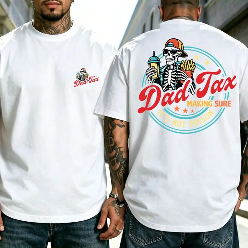 Funny Dad Tax Skeleton Shirt, Retro Fast Food Graphic Tee, Sarcastic Halloween Gift for Dad — photo 2