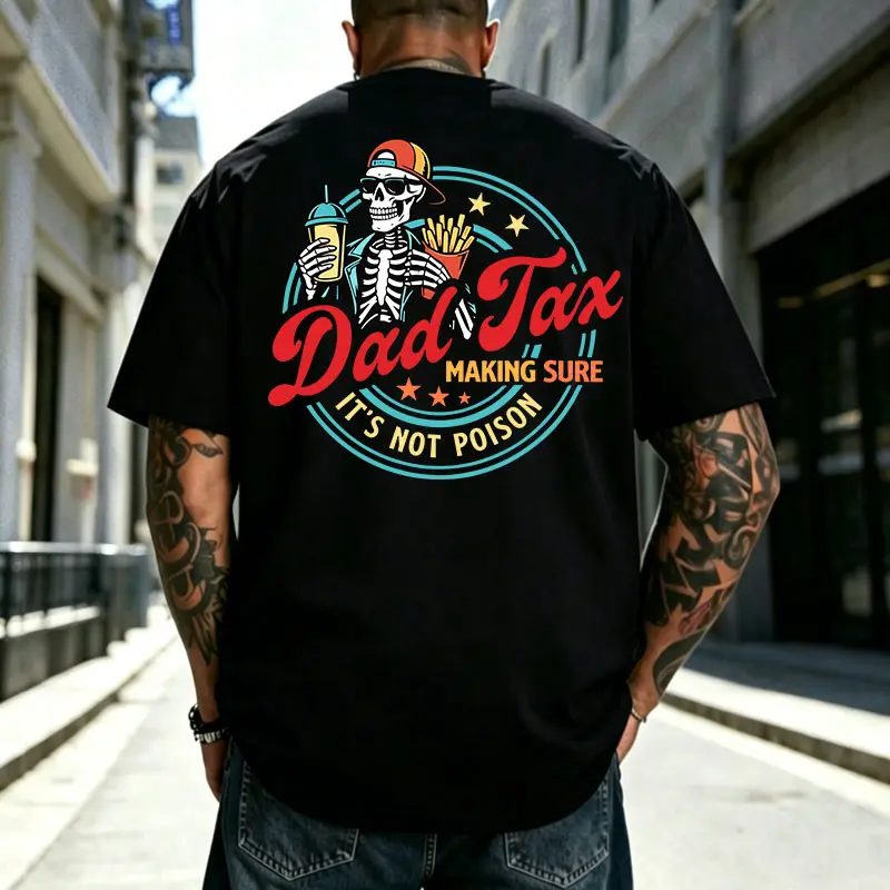 Funny Dad Tax Skeleton Shirt, Retro Fast Food Graphic Tee, Sarcastic Halloween Gift for Dad — photo 3