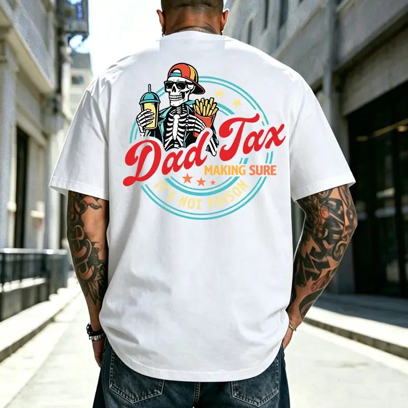 Funny Dad Tax Skeleton Shirt, Retro Fast Food Graphic Tee, Sarcastic Halloween Gift for Dad — photo 4