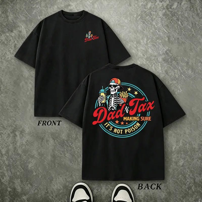 Funny Dad Tax Skeleton Shirt, Retro Fast Food Graphic Tee, Sarcastic Halloween Gift for Dad — photo 5