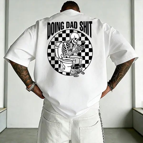 Oversized Doing Dad Shit Skeleton Graphic Tee, Funny Halloween Shirt for Dads, Sarcastic Fall Gift — photo 4