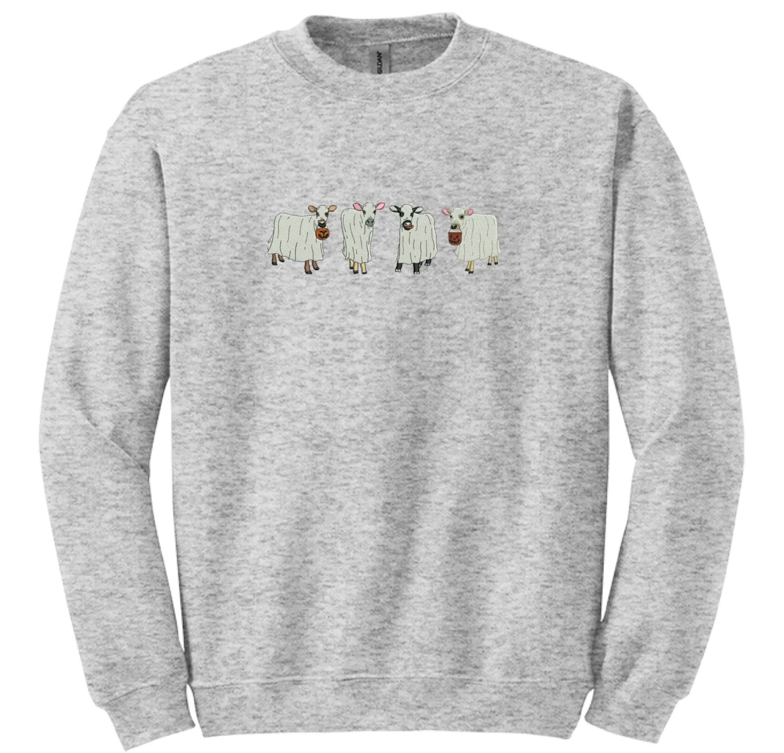 Embroidered Ghost Cow Halloween Crewneck, Cute Ghost Sweatshirt, Spooky Season Gift for Her — photo 4