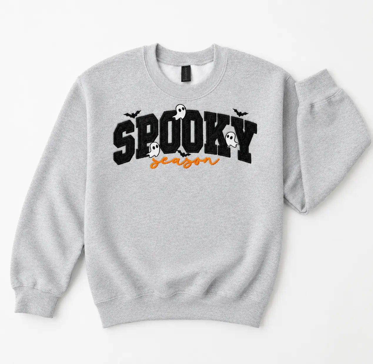 Embroidered Spooky Season Sweatshirt, Glitter Varsity Letter Halloween Crewneck, Fall Gift for Her