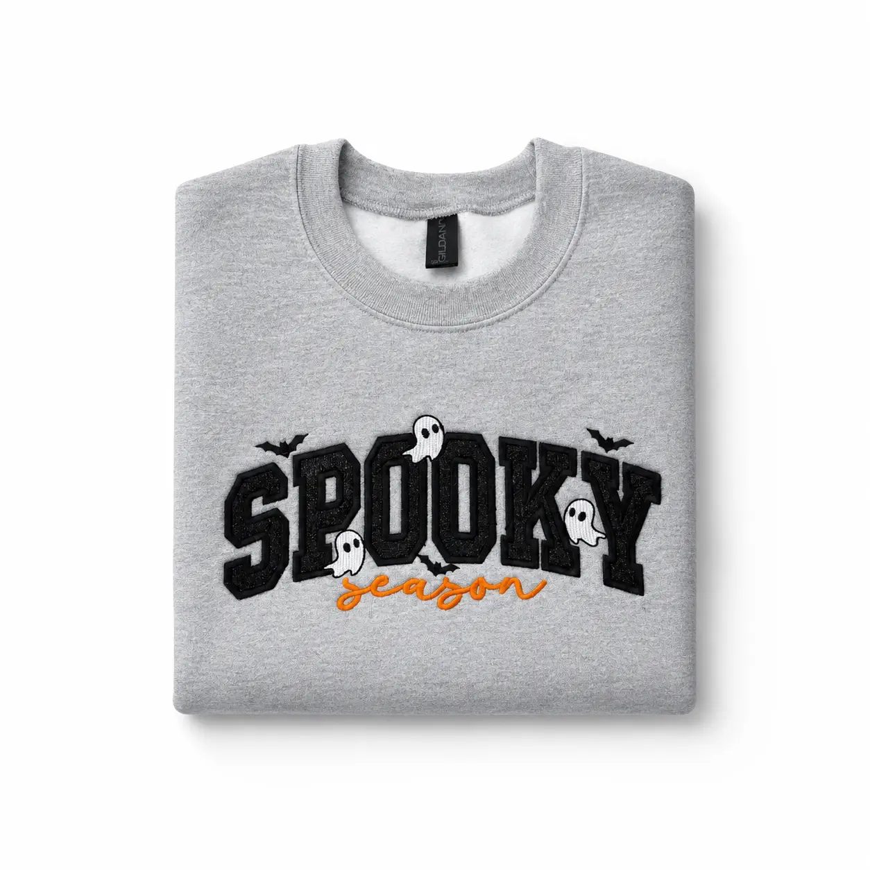 Embroidered Spooky Season Sweatshirt, Glitter Varsity Letter Halloween Crewneck, Fall Gift for Her - photo 2