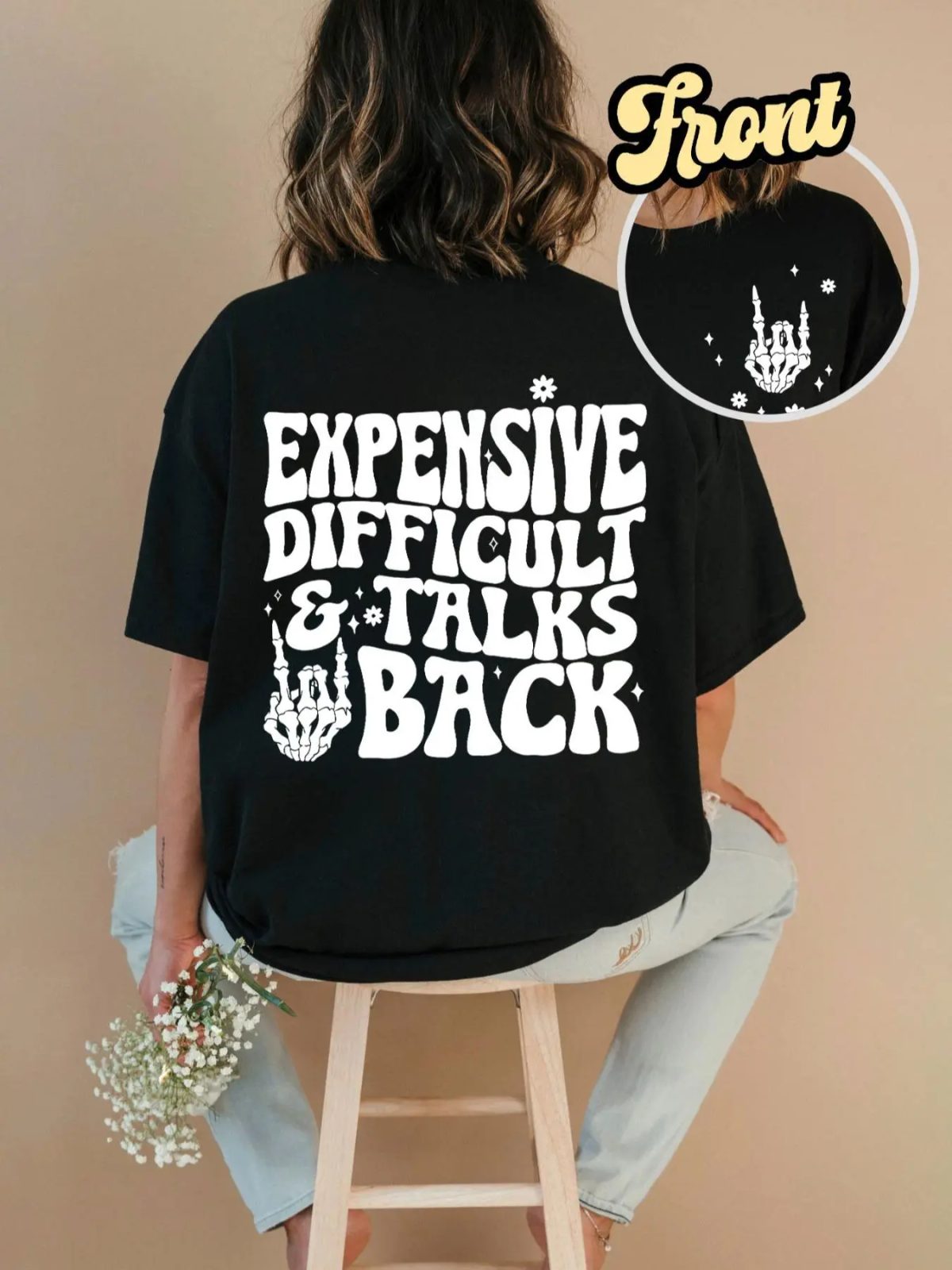 Expensive Difficult and Talks Back Skeleton Shirt, Funny Halloween Shirt for Her, Sarcastic Fall Gift — photo 2
