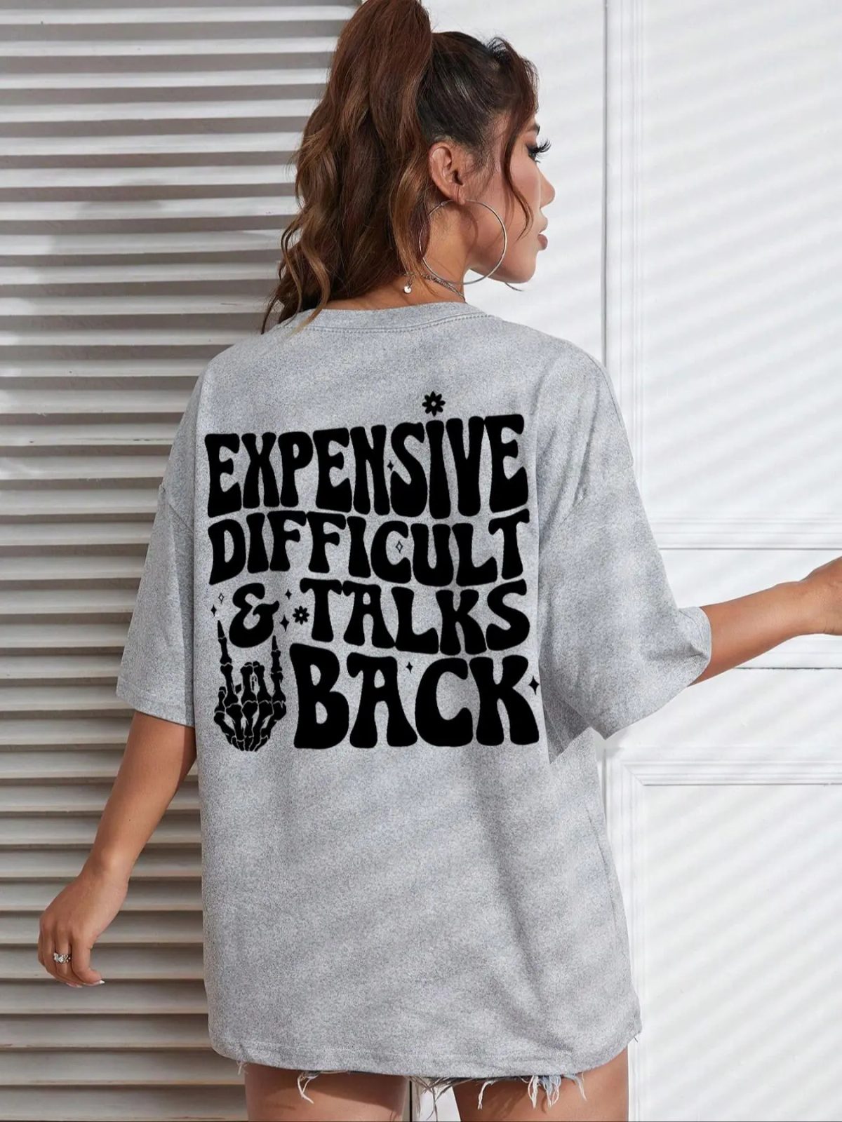 Expensive Difficult and Talks Back Skeleton Shirt, Funny Halloween Shirt for Her, Sarcastic Fall Gift — photo 3