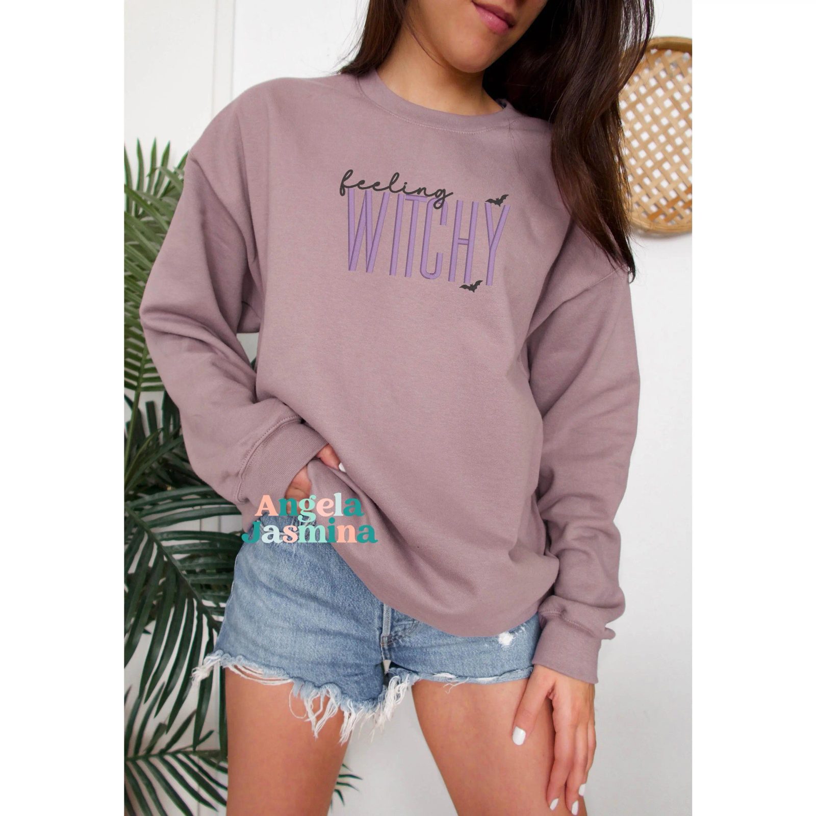 Feeling Witchy Embroidered Sweatshirt, Stitched Halloween Crewneck, Spooky Season Gift for Her — photo 2