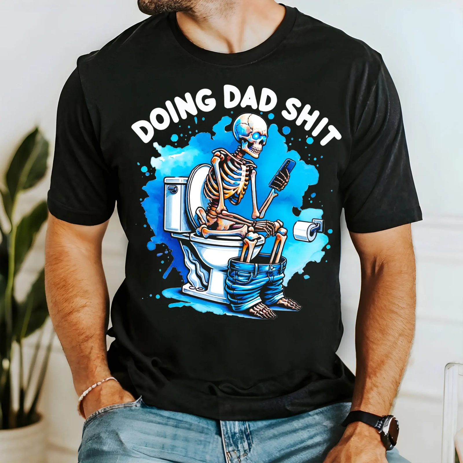 Doing Dad Sh!t Skeleton Shirt, Funny Dad Shirt, Sarcastic Halloween Skeleton Tee